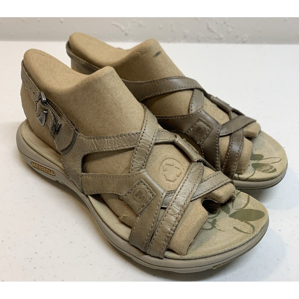 Merrell Bracken Strappy Sandals Womens 6 Gray Leather Hiking Walking